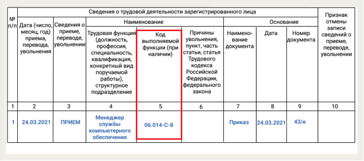 Код профессиональной деятельности менеджер проектов